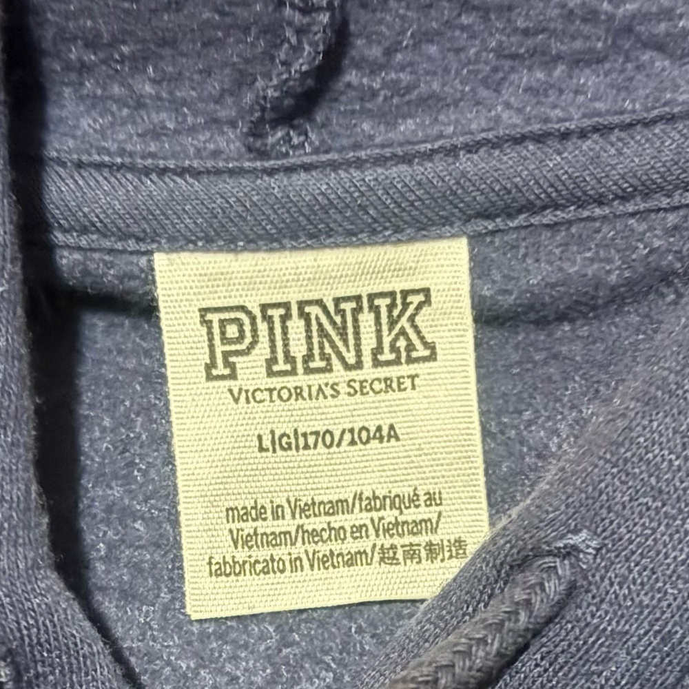 PINK Fleece Cropped Long Sleeve Hoodie Women Size Large - Picture 4 of 8